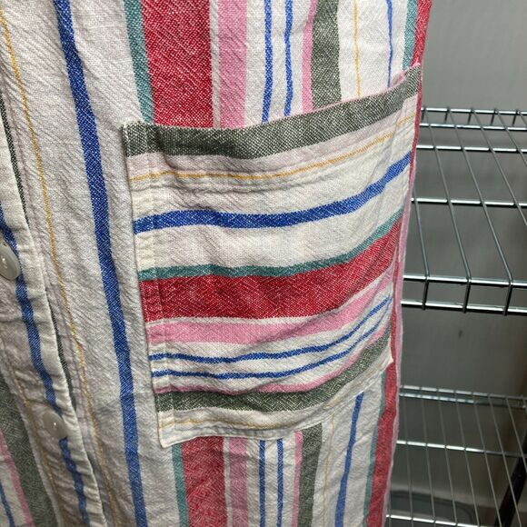 Old Navy Women’s Linen Sleeveless Striped Midi Shirt Dress‎ Size M Preppy Boho - Picture 6 of 12